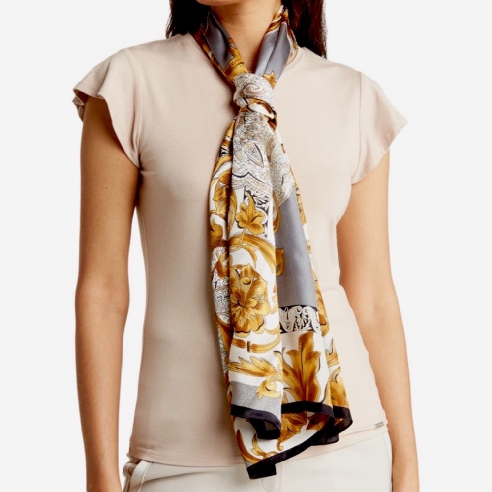 NEW La Fiorentina 100% Silk Paisley Scarf NWT
